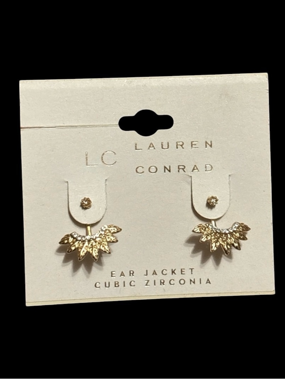 LC Lauren Conrad Gold Leaf Cubic Zirconia Ear Jacket Earrings